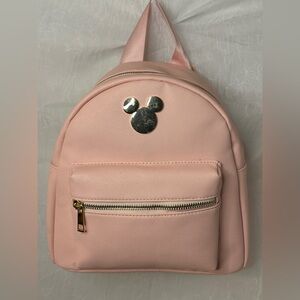 Minnie Mouse Pink Backpack with Gold Mickey Logo